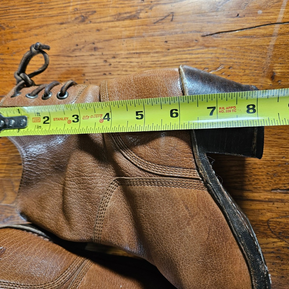 Frye Carmen Leather Boots Back Lace Up Block Heel Brown Ankle Booties Womens 7.5 - Picture 12 of 12